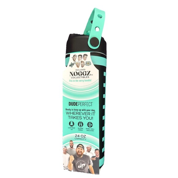 Dude Perfect Water Bottle Silicone Handle With Noggz Collectibles Black Green - Picture 1 of 9
